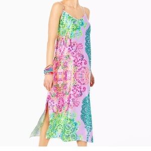 Lilly Pulitzer Bellalyn Satin Midi Dress Sunshine Vibes Resortwear